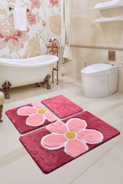 Mijölnir Juego de alfombras de baño Flower - Fuchsia de 3 piezas